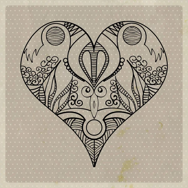 Vintage kağıt üzerinde güzel dekoratif kalp — Stok Vektör