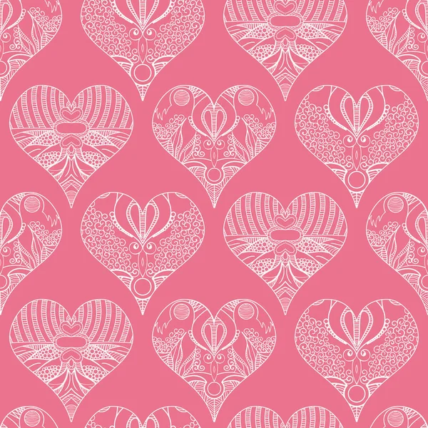 Beautiful decorative seamless pattern with hearts — Stock Vector