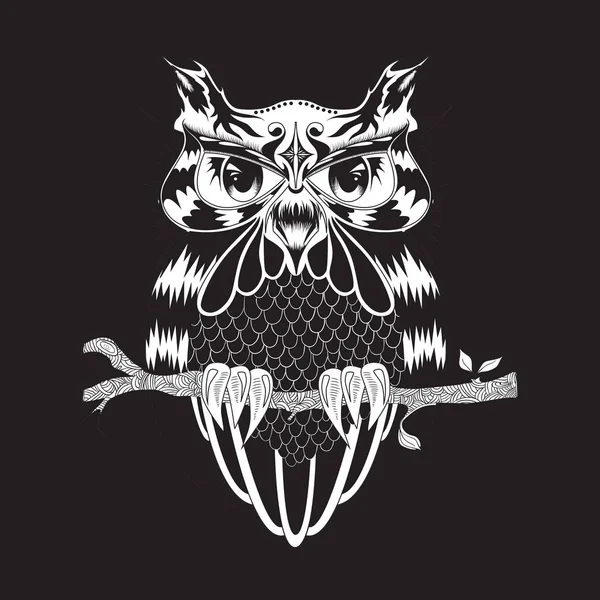 Dessin graphique du hibou — Image vectorielle