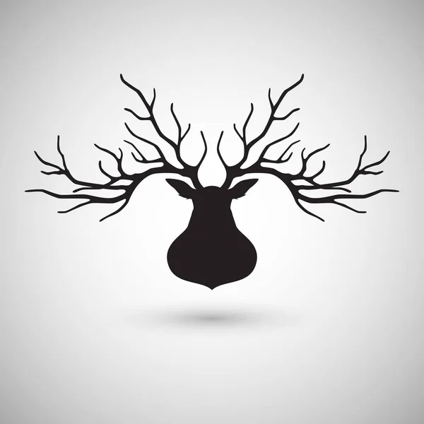 Testa di cervo silhouette — Vettoriale Stock