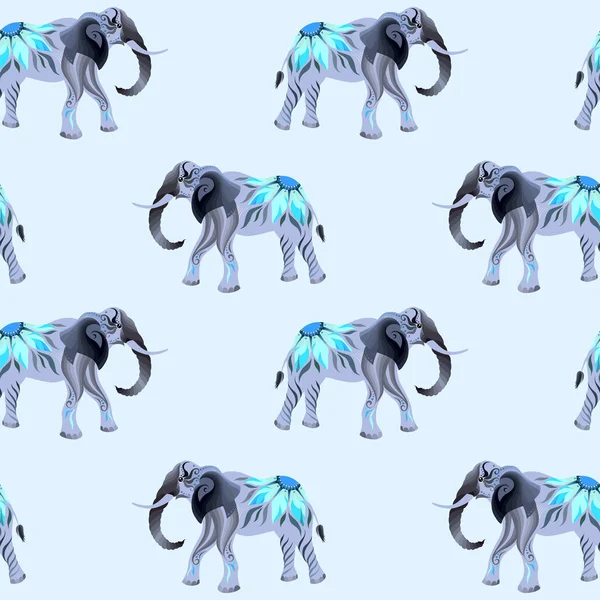 Seamless mönster med etniska elefanter — Stock vektor