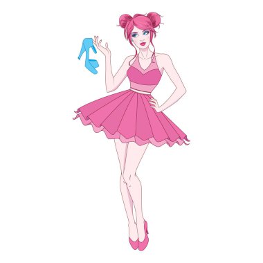 Sevimli güzel kız illüstrasyon