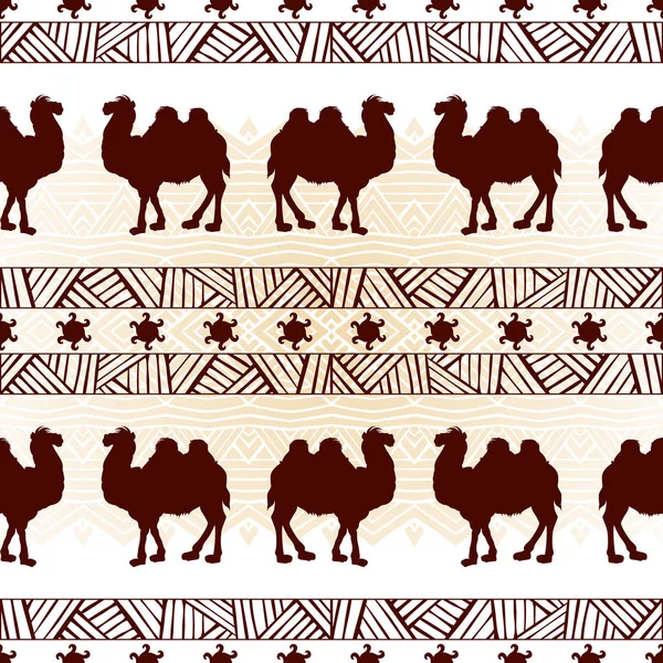 Ethnische nahtlose Muster mit Kamelen — Stockvektor