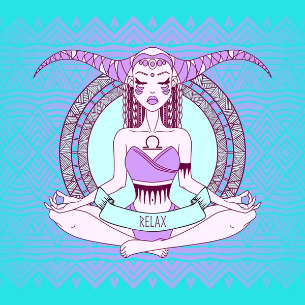 Meisje mediteren illustratie — Stockvector