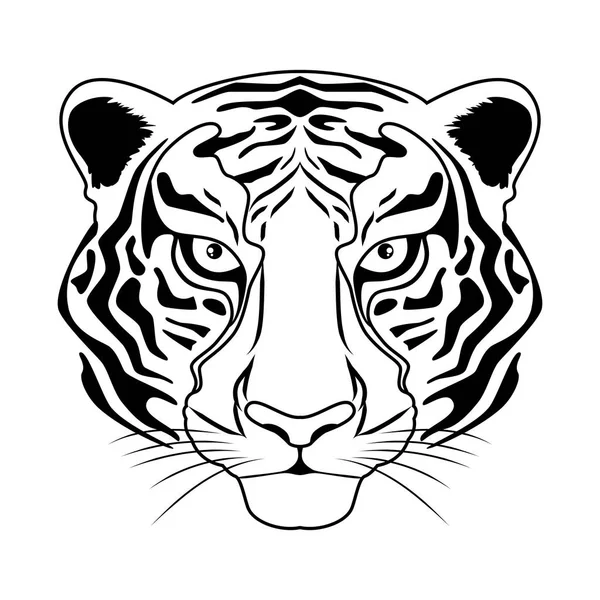 Tête de tigre en noir et blanc — Image vectorielle