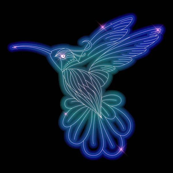 Hummingbird neon shiny — Stock Vector