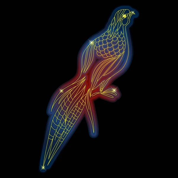 Pheasant bird neon shiny — Stock Vector
