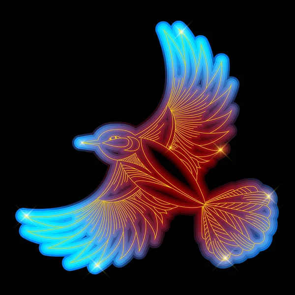 Tit bird neon shiny — Stock Vector