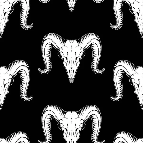 Seamless pattern with antelope skulls — Stock Vector