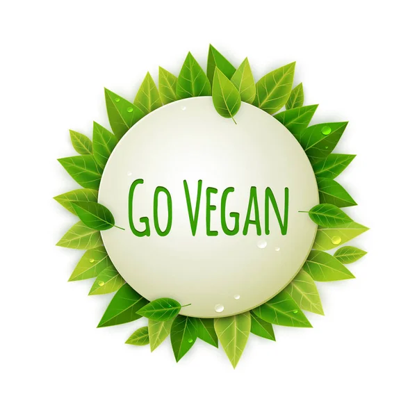 Πάει vegan στρογγυλή banner — Διανυσματικό Αρχείο