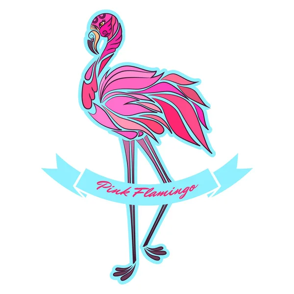 Beautiful decorative pink flamingo logo — Stock Vector