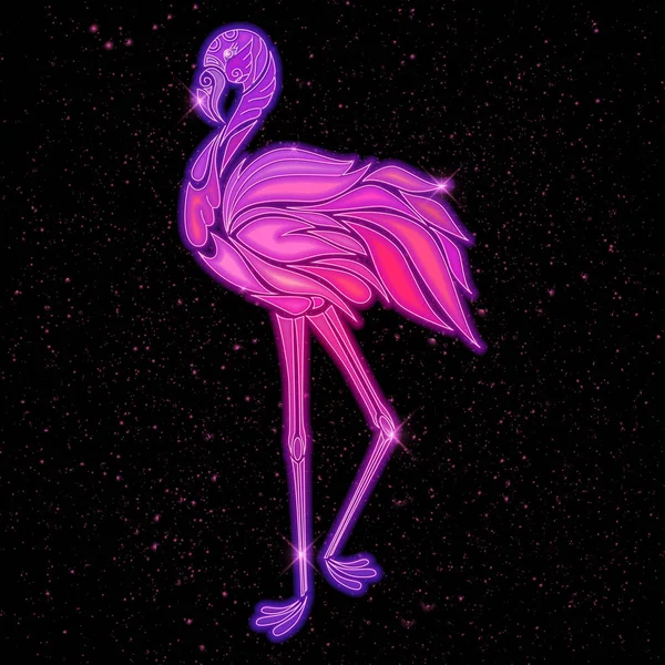 闪亮的霓虹粉红火烈鸟 — 图库矢量图片