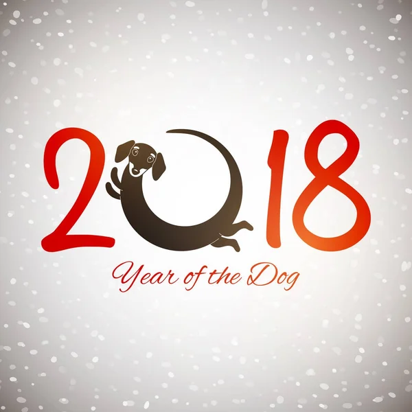 Selamat tahun baru anjing 2018 - Stok Vektor