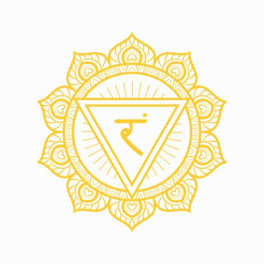 Manipura, solar pleksus çakra sembolü. Renkli mandala. Vektör i