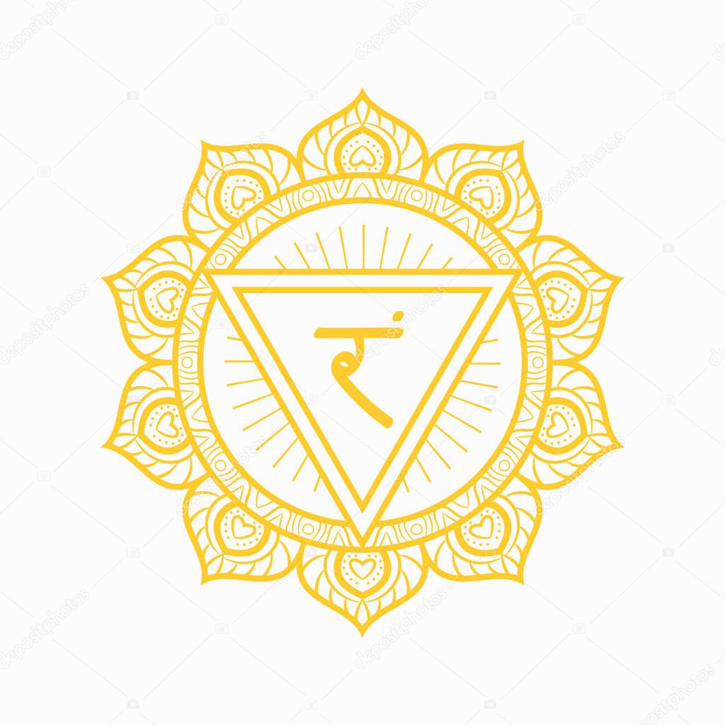 Manipura, solar plexus chakra symbol. Colorful mandala. Vector i