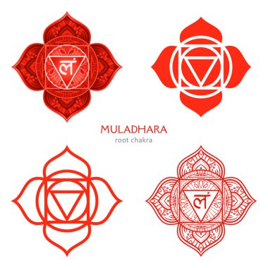 Muladhara, kök çakra sembolü. Renkli mandala. Vektör illustra