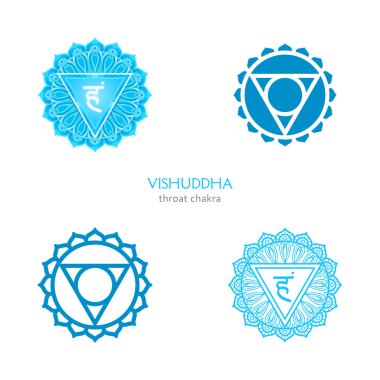 Vishuddha, boğaz çakra sembolü. Renkli mandala. Vektör illust