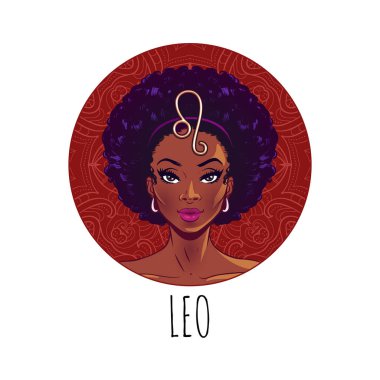 Leo Zodyak işareti resimleri, güzel kız yüz, Astroloji sembolü, 