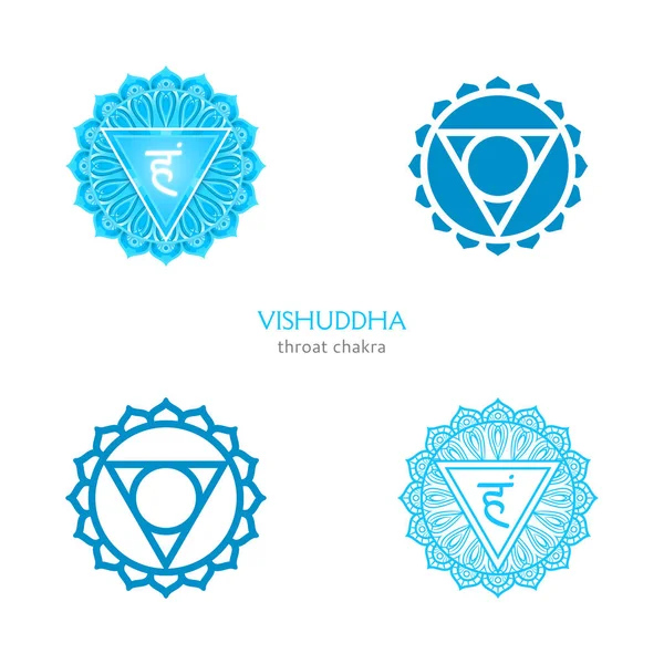 Vishuddha, throat chakra symbol. Colorful mandala. Vector illust — Stock Vector