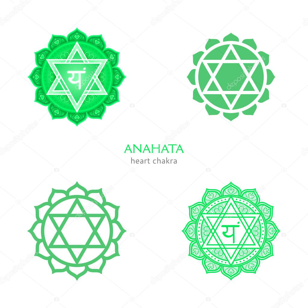 Anahata, heart chakra symbol. Colorful mandala. Vector illustrat