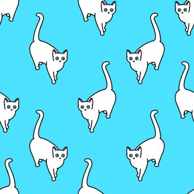 Beyaz kedilerle kusursuz bir düzen. Duvar kağıtları için doku