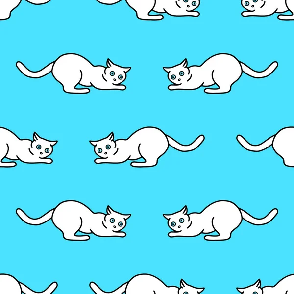 Seamless pattern with cute white cats. Texture for wallpapers, s — Stock Vector