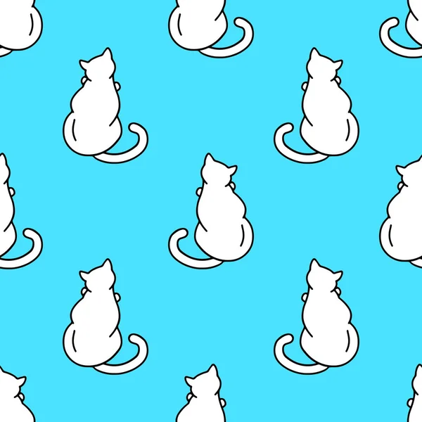 Seamless pattern with cute white cats. Texture for wallpapers, s — Stock Vector