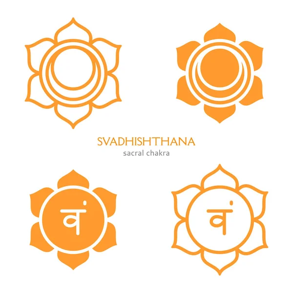 Svadhishthana, símbolo del chakra sacro. Mandala colorido. Vector il — Vector de stock
