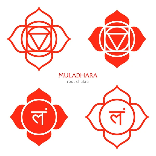 Muladhara, símbolo del chakra raíz. Mandala colorido. Vector ilustra — Vector de stock