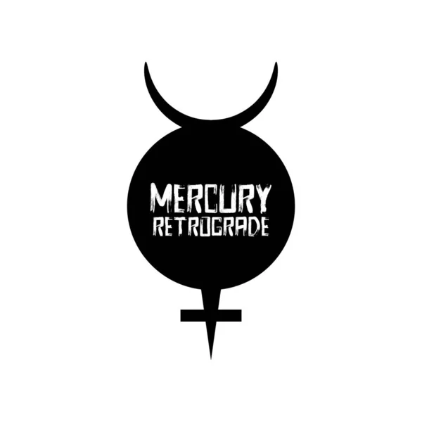 Mercury Retrograde symbol, warning, planet sign, vector illustra — Stock Vector
