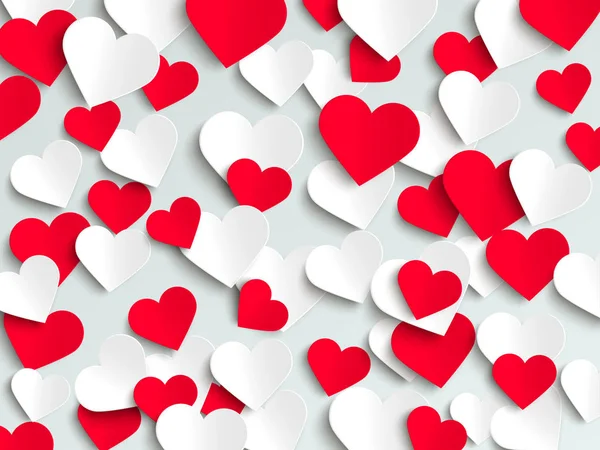 Piros szív romantikus Valentin háttér szórólap sablon, vektor — Stock Vector