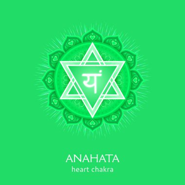 Anahata, kalp çakrasembolü. Renkli mandala. Vektör çizimi
