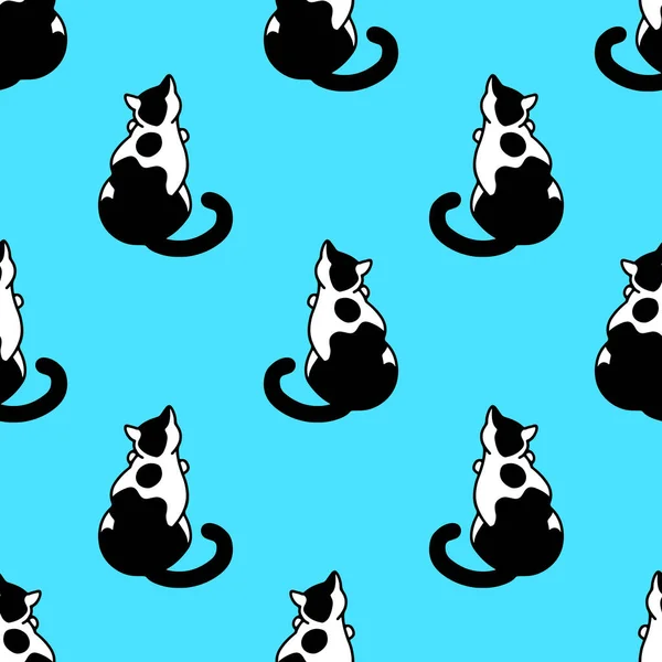 无缝隙图案与可爱的黑白猫 包装材料 网页背景 矢量图解的纹理 — 图库矢量图片