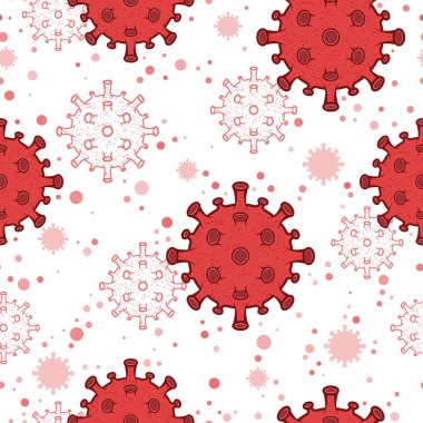 Koronavirüs hücreleri kusursuz bir arka plan, covid-19 salgını. Vektör illüstrasyonu