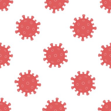 Koronavirüs hücreleri kusursuz bir arka plan, covid-19 salgını. Vektör illüstrasyonu