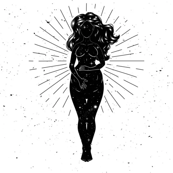 Belle Figure Femme Enceinte Déesse Mère Thème Ésotérique Illustration Vectorielle — Image vectorielle