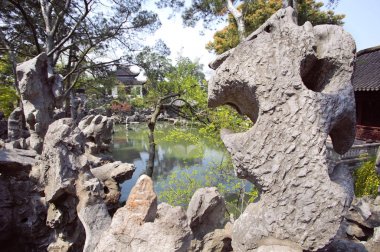 Meraklı kayalar aslan Grove Garden, Suzhou, Çin