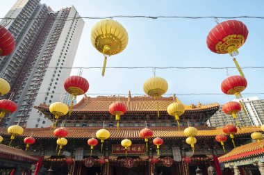 Wong Tai Sin Temple, Hong Kong büyük salonunda dışında Çin fenerler