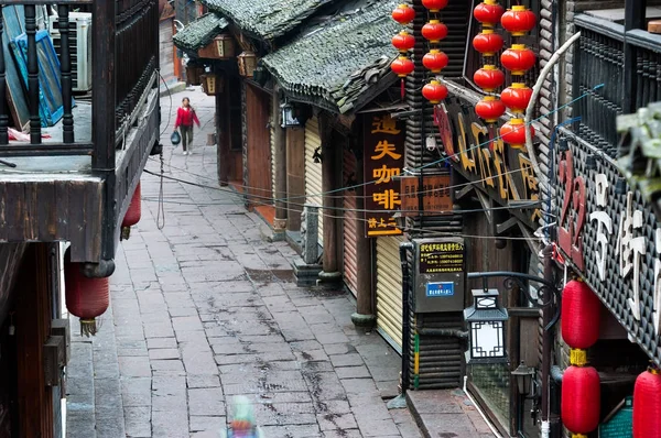 Old street with karaoke bars, Fenghuang, China — Stock Photo, Image