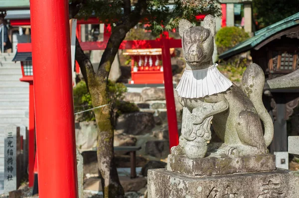 Статуя Инари Фокс Входа Храм Санкоу Инари Замке Инуяма Префектура — стоковое фото
