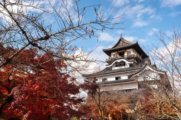 Červené Listy Zámku Inuyama Prefektura Aichi Japonsko Inuyama Jedním Pouhých — Stock fotografie