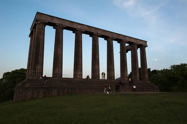 Monumento Nacional Escocia Silueta Calton Hill Edimburgo Escocia Imagen De Stock