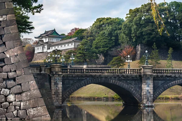 Мост Ниджубаси Двойной Мост Императорском Дворце Токио Япония — стоковое фото