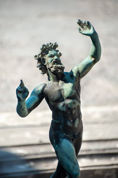 Bronze statue of the Dancing Faun at the House of the Faun, Pompeii, Italy