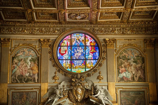 Utsmyckat Glasfönster Giovanni Hajnal 1995 Basilica Papale Santa Maria Maggiore — Stockfoto