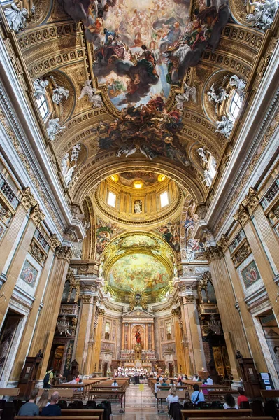 Nave Church Ges Rom Med Giovanni Battista Gaulli Berömda Taket — Stockfoto