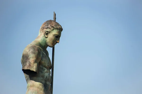 Bronze Warrior Statue Igor Mitoraj Exhibition Ancient City Pompeii Italy — Stock Photo, Image