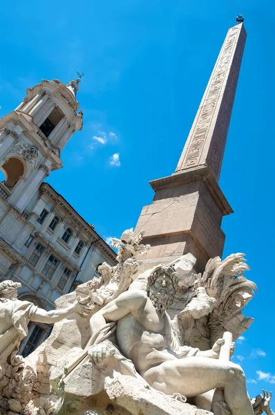 Πηγή Των Τεσσάρων Ποταμών Fontana Dei Quattro Fiumi Που Ολοκληρώνεται — Φωτογραφία Αρχείου