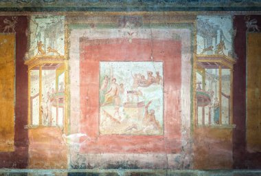 İtalya, Pompei Macellum 'da antik fresk