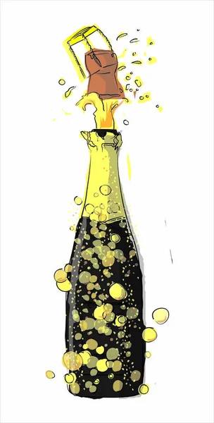 Descorche champanhe ilustracion — Fotografia de Stock